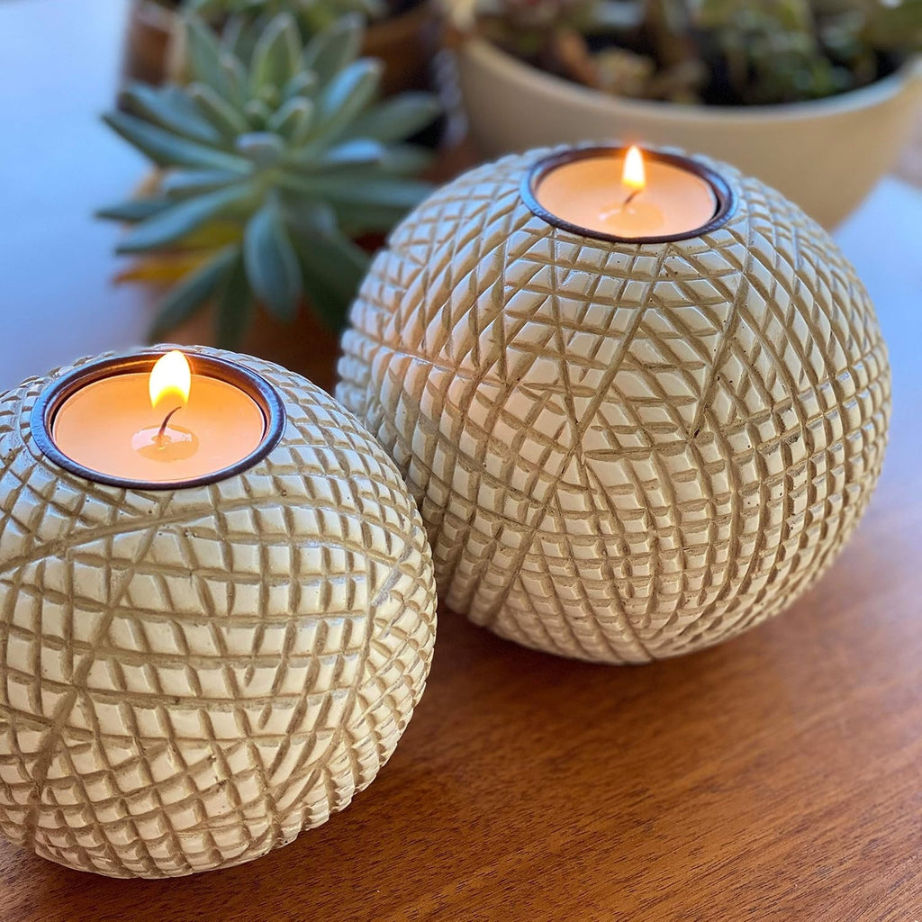Neutral Spherical Tealight Holder Set